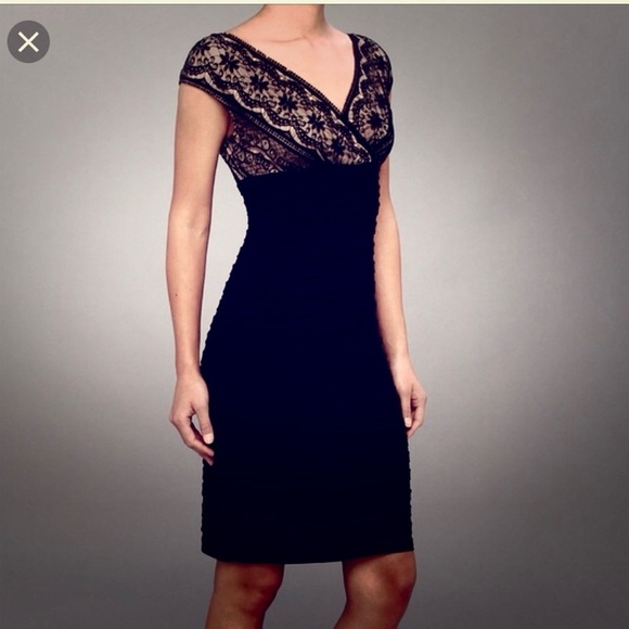 Adrianna Papell Black Lace Sleeveless Layered Evening Bodycon Dress - Picture 1 of 8